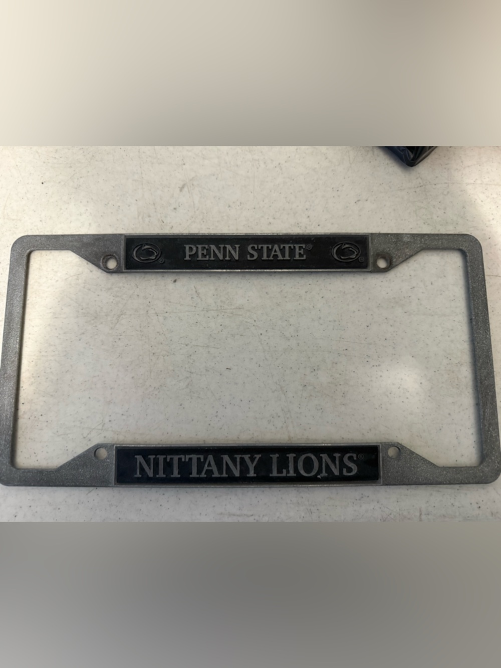 Penn State Metal License Plate Frame in Brushed Silver